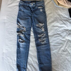 American Eagle Outfitters Ripped Blue Skinny Jeans